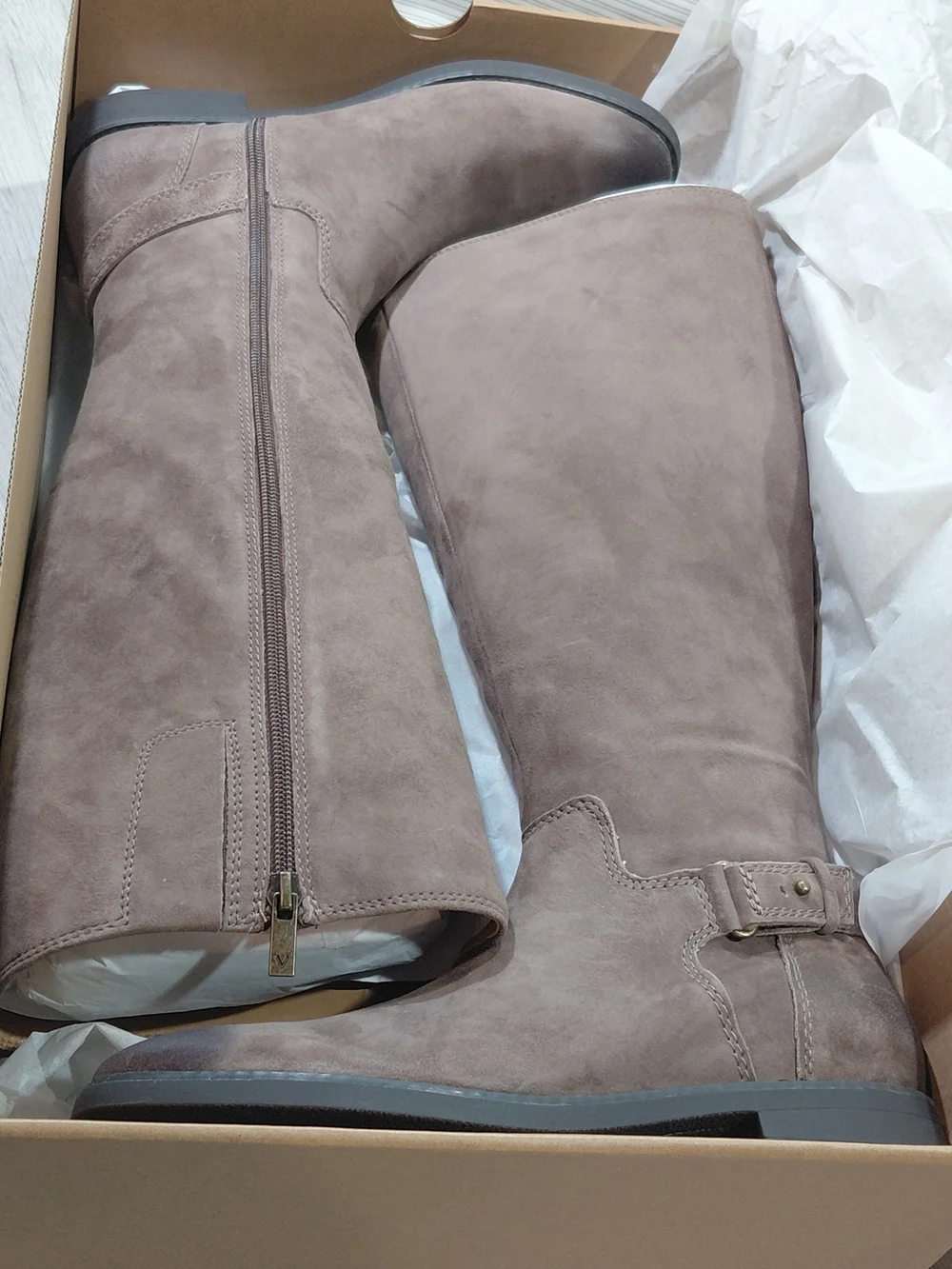 NEW Vionic Women's Rochelle Tall Knee High Taupe Brown Suede Leather Boots W8